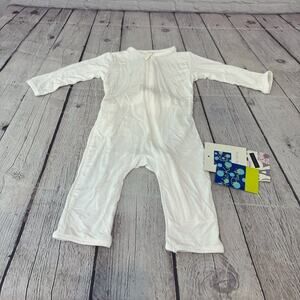 Kickee Pants White Bamboo Zipper Footless Romper